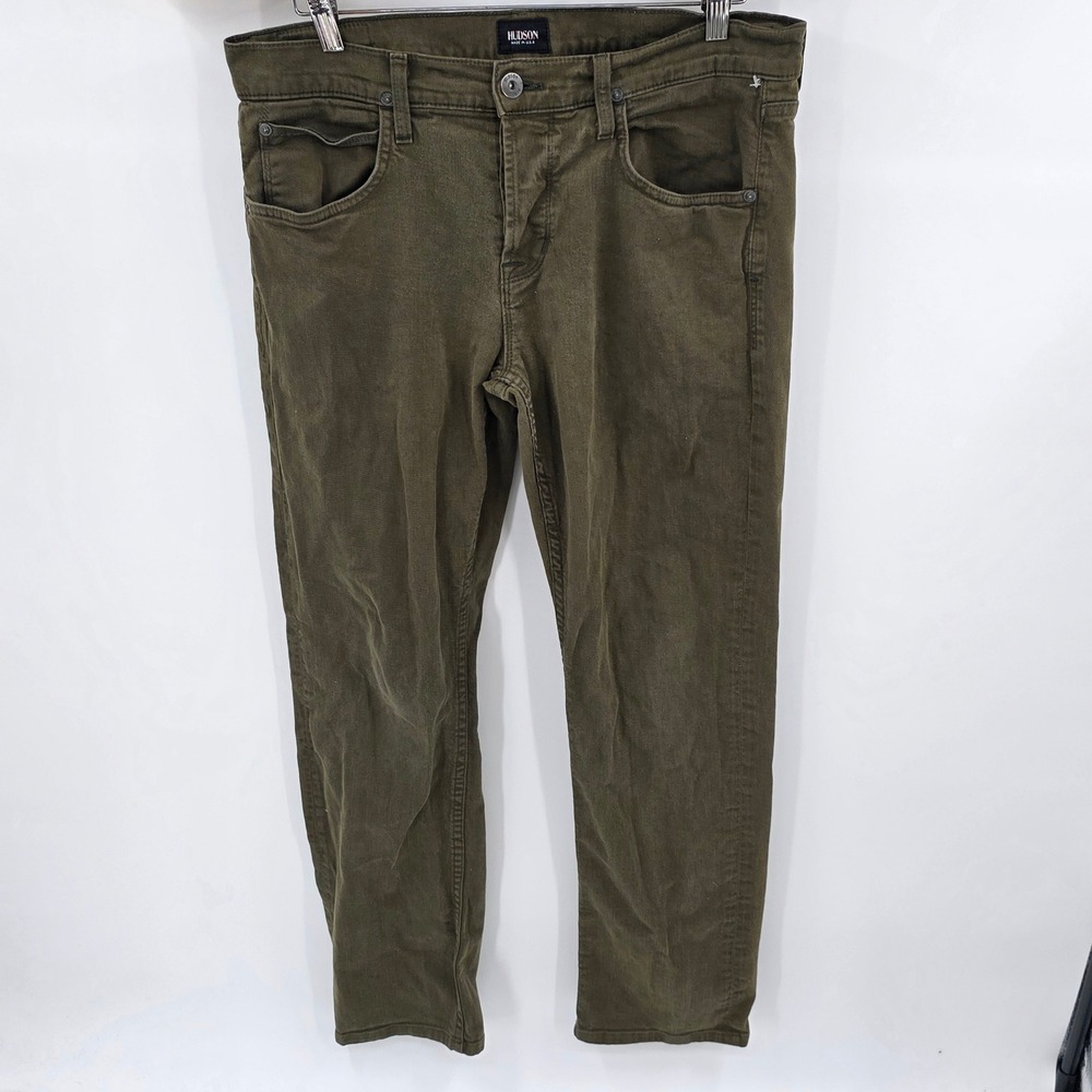 Hudson Byron Five Pocket Straight Leg Jeans Olive Green Mens 33
